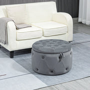 Pouf contenitore rotondo in poliestere grigio Ø60 x 40 cm