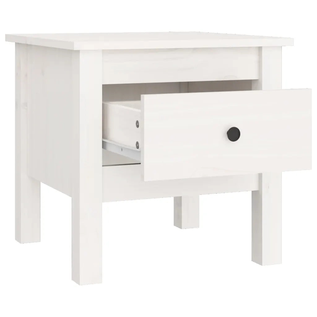 Tavolino-Tavolino da soggiorno-Tavolo Bianco 40x40x39 cm Legno Massello di Pino