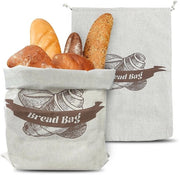 Borsa per pane in lino, 2 pezzi 36x51cm con imbottitura interna in TPU, cordino per trasporto, borsa per pane in lino per conservazione del pane fresco