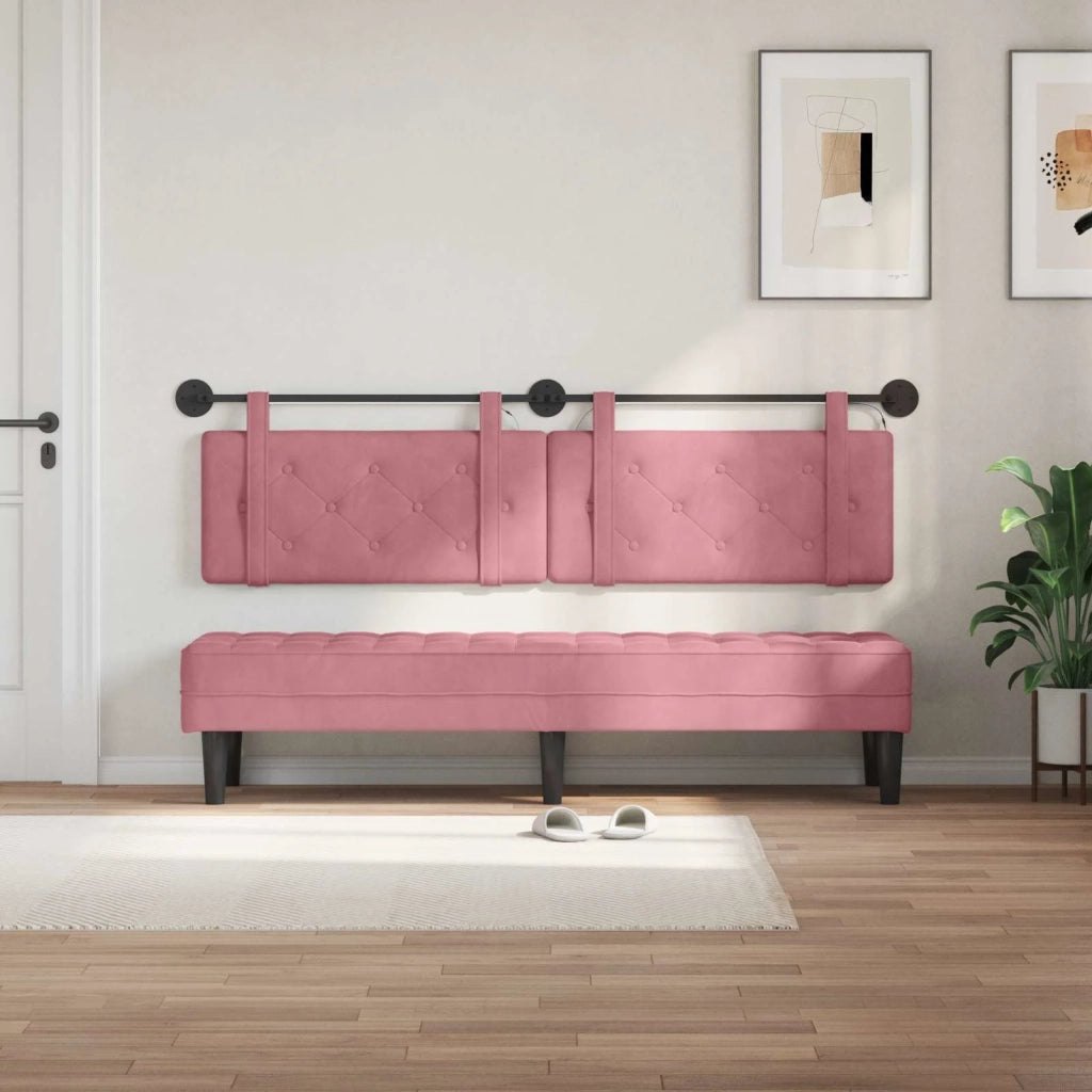 Testiera sospesa Con luce LED Rosa Velluto