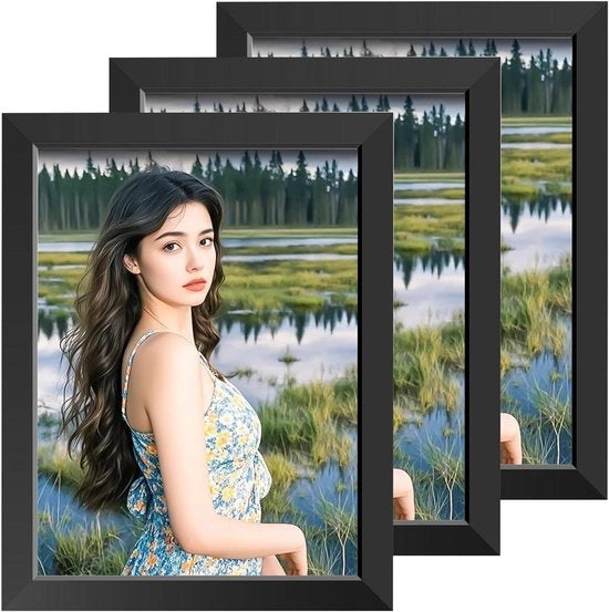 Set di 3 cornici per foto in legno 15 x 20 cm per camera da letto, soggiorno e ingresso