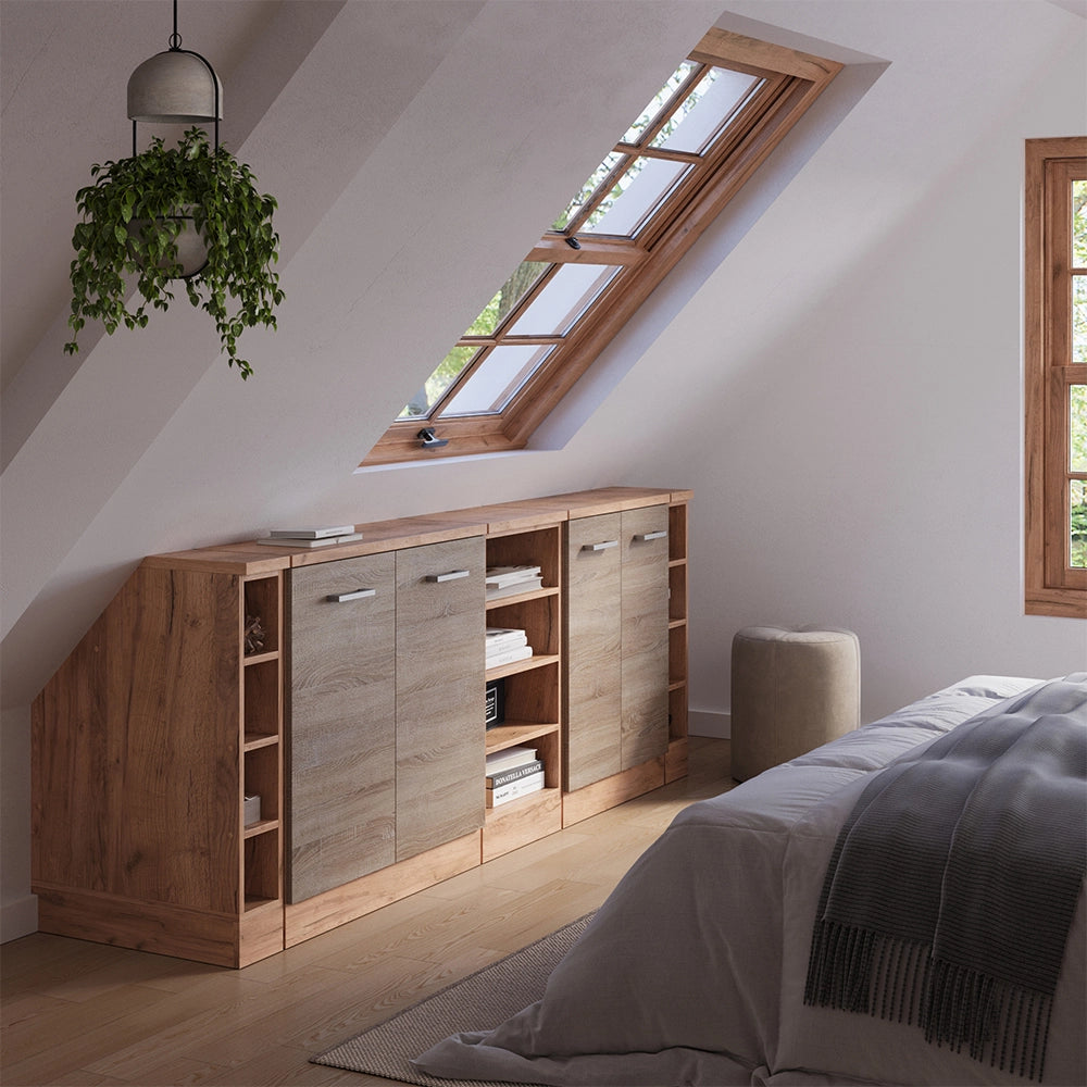 Set di mobili sottotetto Rion Sonoma/Rovere dorato 210 cm Set di 5 carcasse armadio profondità 60 cm Vicco