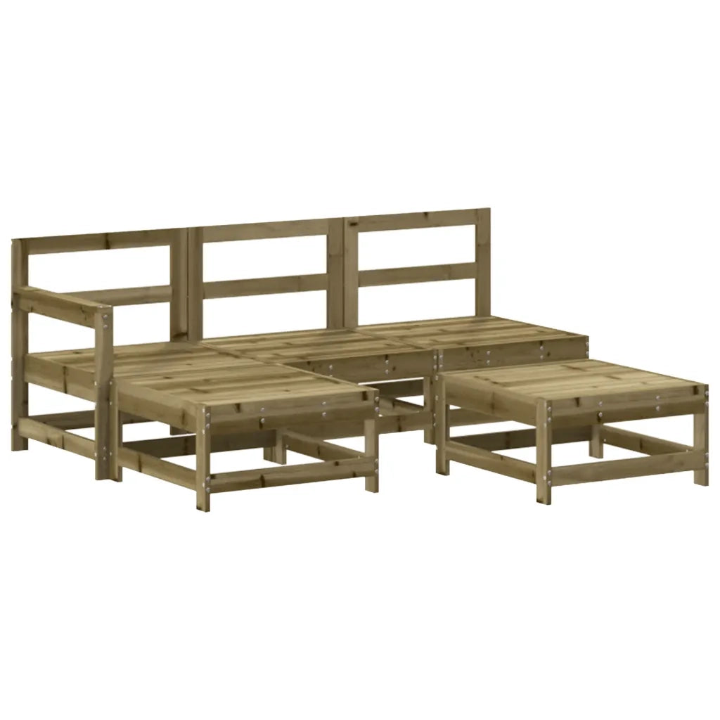 Set Divani da Giardino 5pz | Set Salotto da Giardino con Cuscini Legno Impregnato di Pino