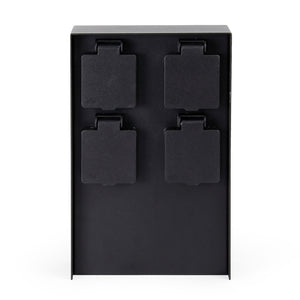 Presa multipla da giardino nera rettangolare con protezione IP44 Colonna a 4 prese per esterno