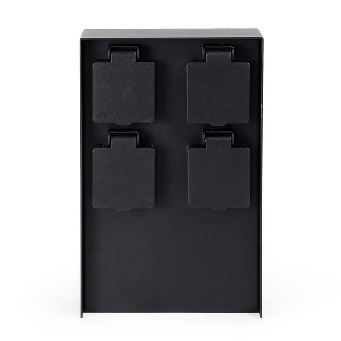 Presa multipla da giardino nera rettangolare con protezione IP44 Colonna a 4 prese per esterno