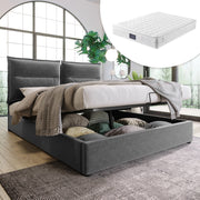 letto imbottito velluto grigio 140x200 cm