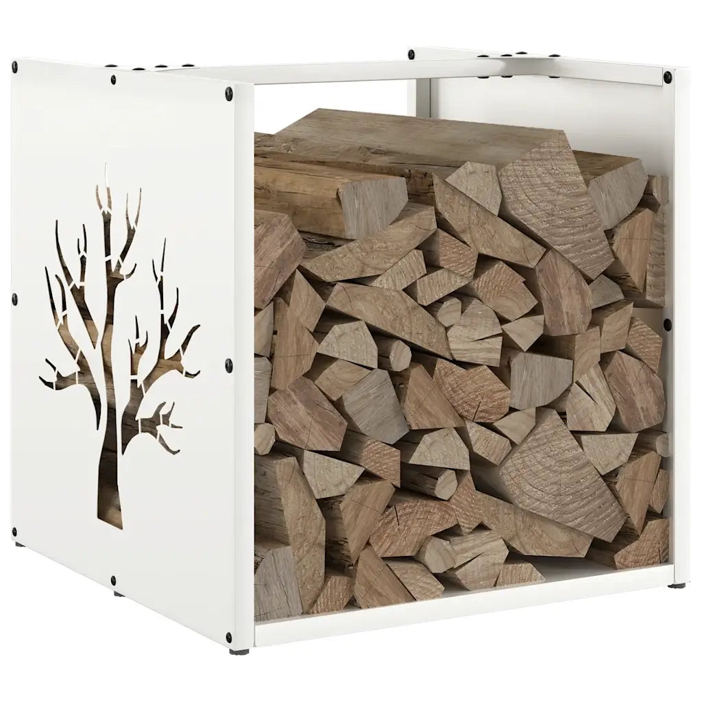 Rastrelliera per Legna da Ardere Bianca 40x40x40 cm 864244