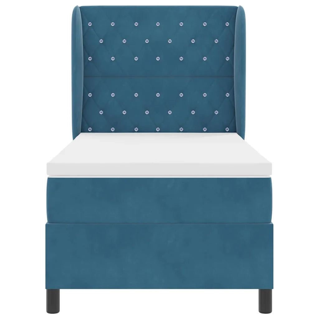 Letto a molle con materasso Blu Scuro 200 x 100 cm Velluto 3340866