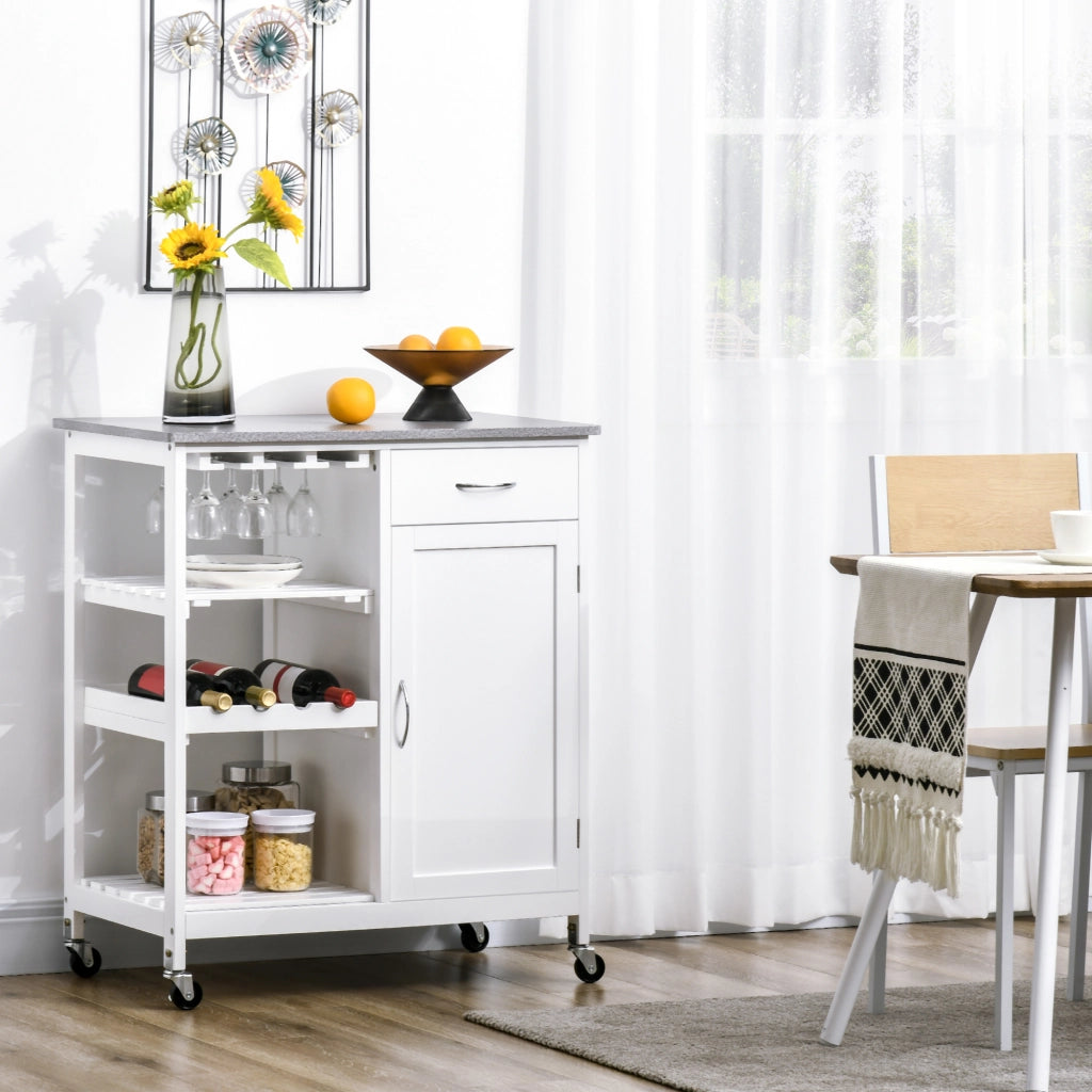 Carro da cucina con ruote ¨C zephmum ¨C bianco 76x48x88 cm