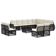 Set Divano da Giardino 13 pcs Nero e Bianco Crema polyrattan 3435577