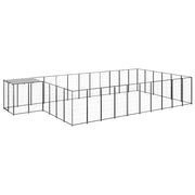 Recinto per animali da esterno per cani 19,36 m² acciaio nero 02_0000503