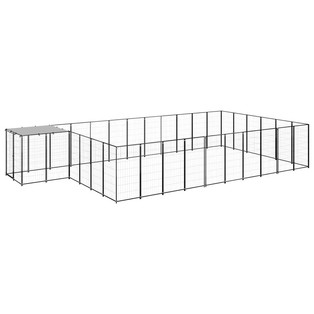 Recinto per animali da esterno per cani 19,36 m² acciaio nero 02_0000503