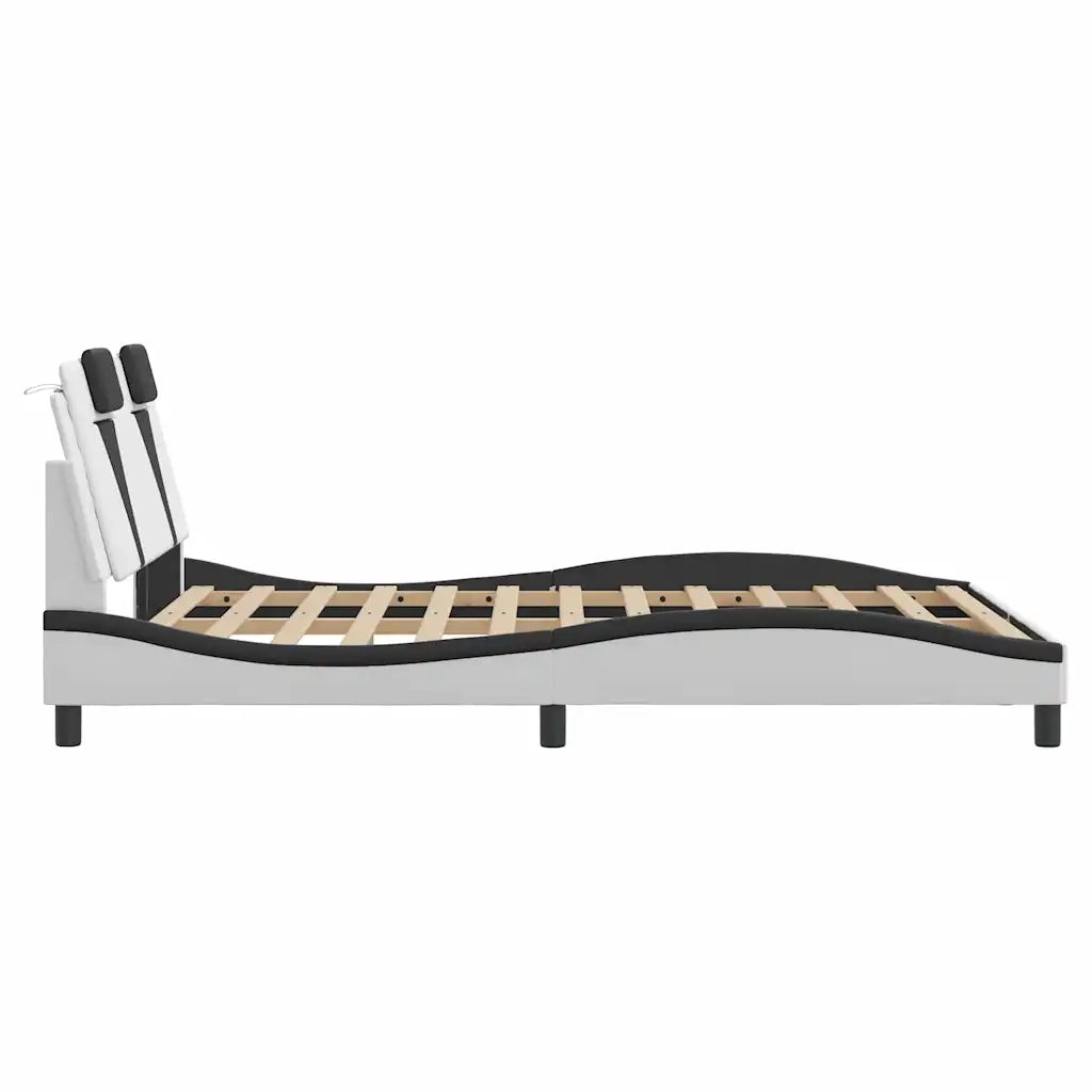 Giroletto Viana senza Materasso Bianco e Nero 140x190 cm in Similpelle