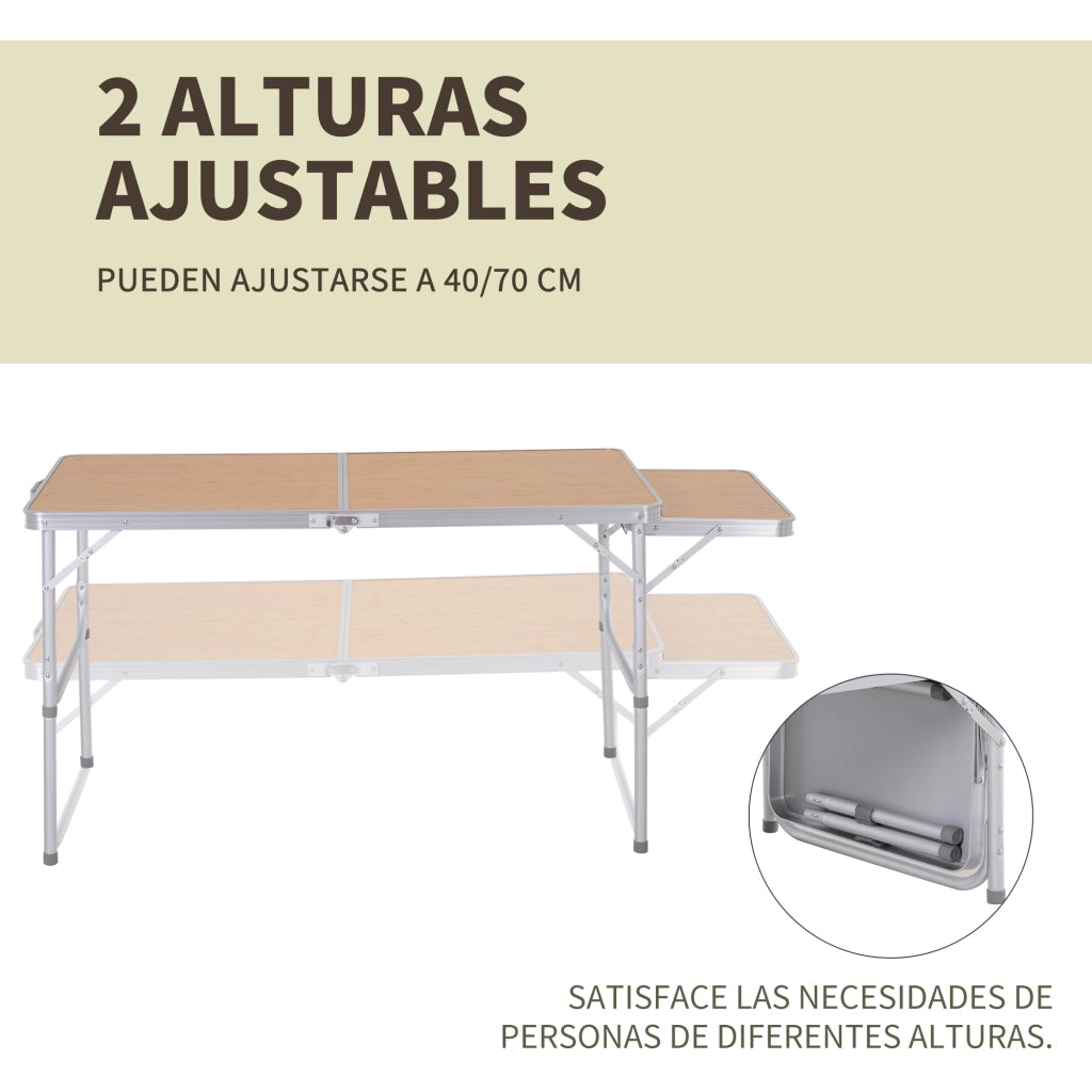 Tavolo da pranzo pieghevole per giardino ¨C zephmum ¨C alluminio 153x60x39/71 cm
