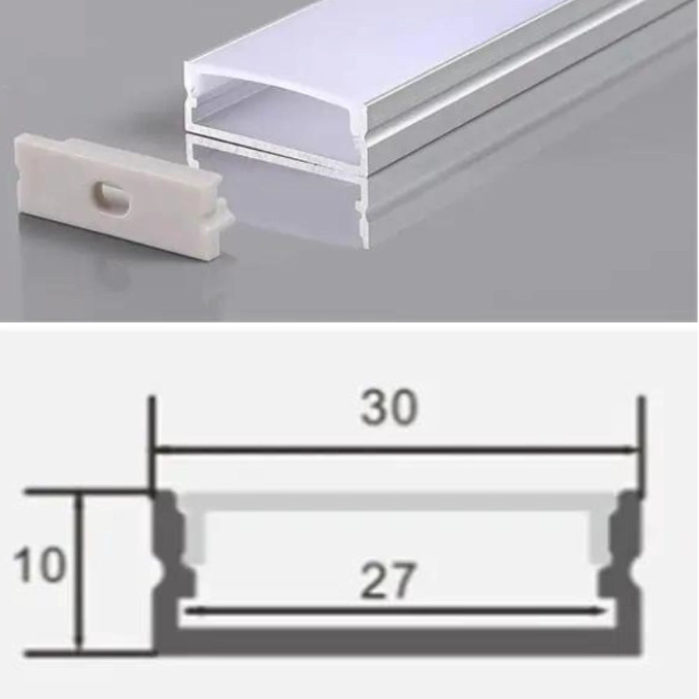 Profilo sottile piatto in alluminio per striscia led lunghezza 2 metri