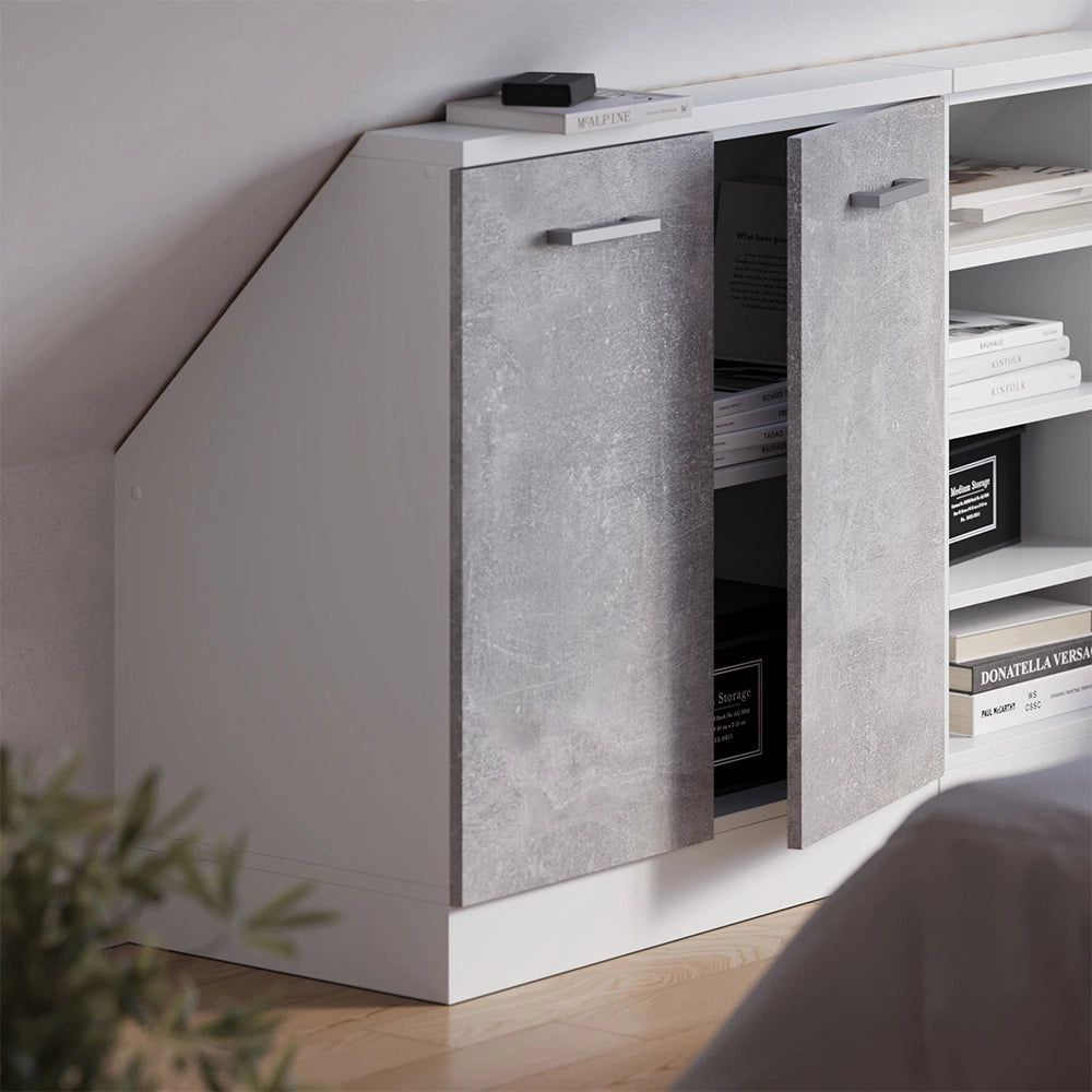 Mobile sottotetto Rion Calcestruzzo/Bianco con 2 porte Vicco