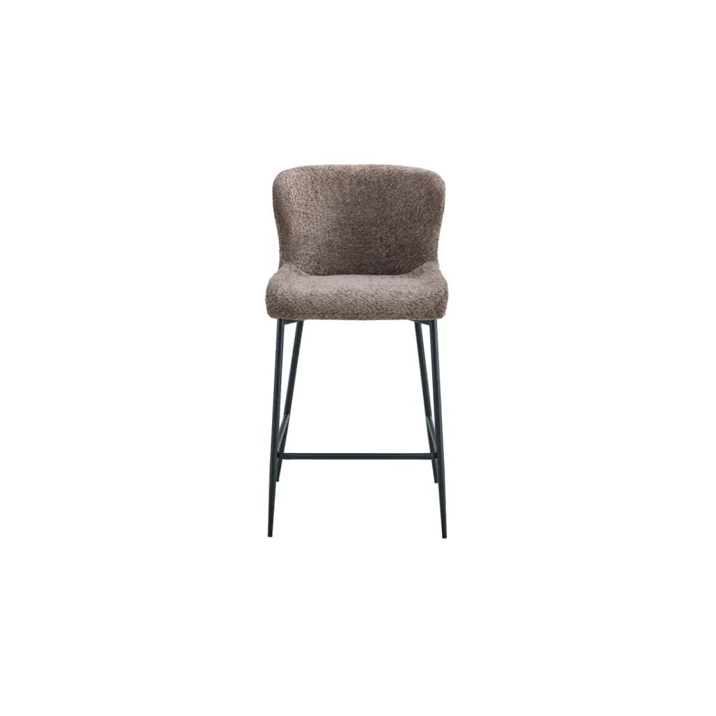 Sedia da bancone LISE - Tessuto bouclé colore sabbia - Piedi in metallo nero - Stile design/industriale