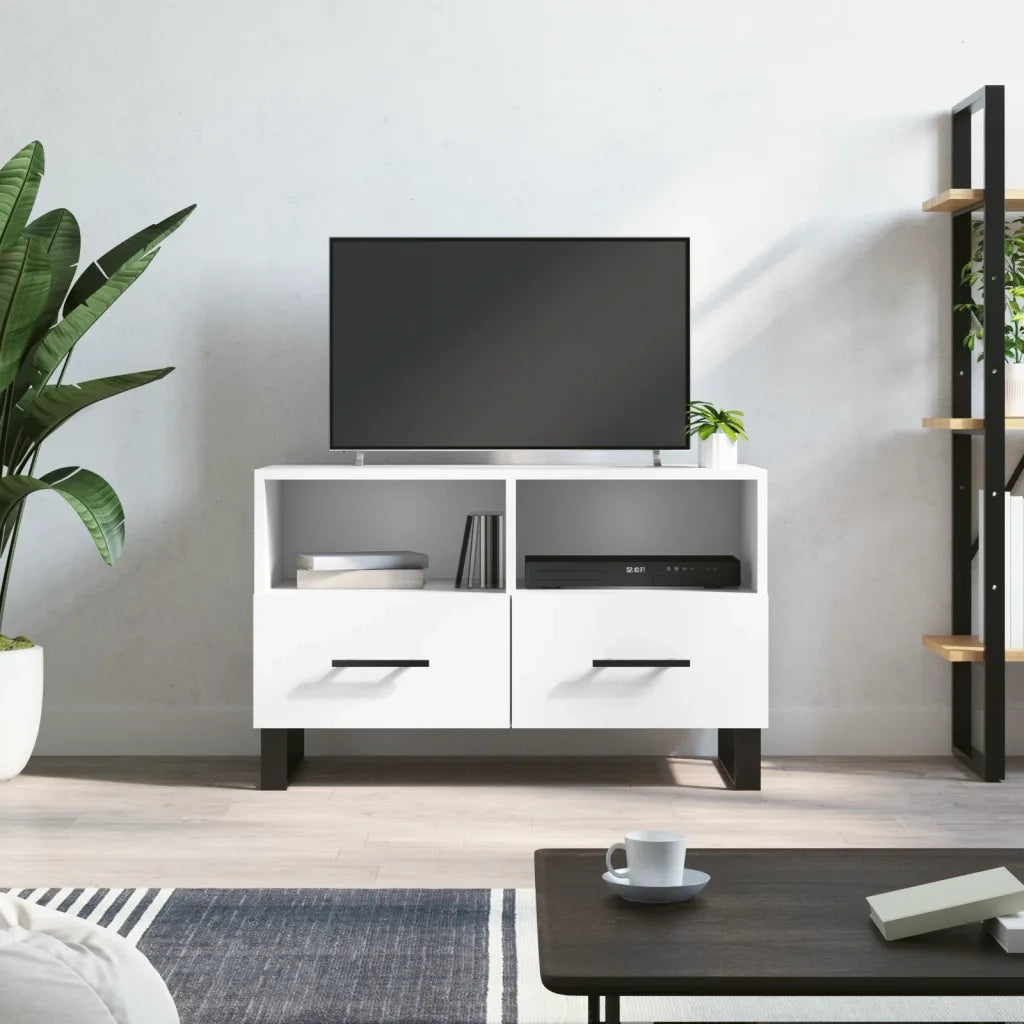 Mobile Porta TV-Mobile per TV-Credenza TV Bianco 80x36x50 cm in Legno Multistrato 640943