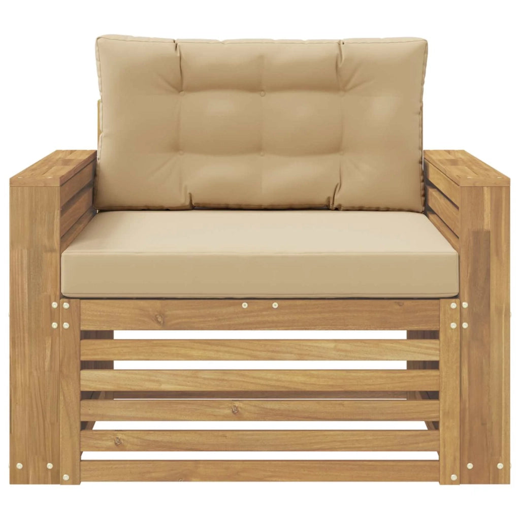 Divano da esterno-Divano da Giardino Poliestere Bianco e Beige 311910