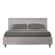 Letto imbottito Matrimoniale 160x190 cm tessuto Aragona Adele - Bianco,Con rete