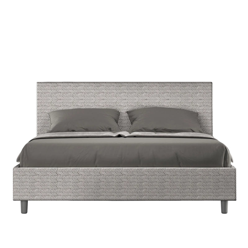 Letto imbottito Matrimoniale 160x190 cm tessuto Aragona Adele - Bianco,Con rete