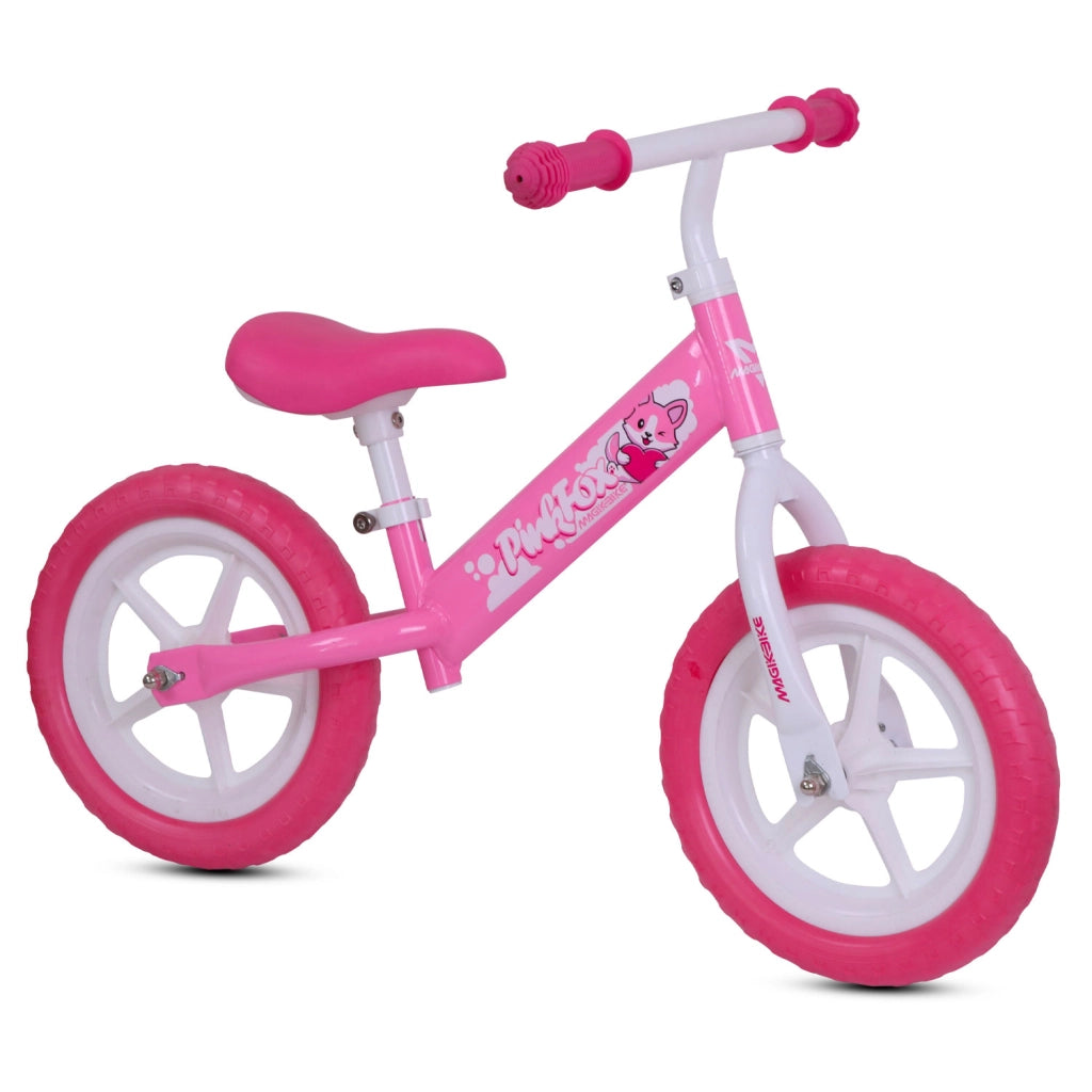 Bicicletta Senza Pedali Balance Bike per Bambini 10 Pollici 80x40x60 cm Sellino e Manubrio Regolabili Fox Rosa