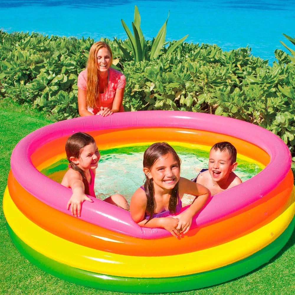 Piscina Gonfiabile Tonda 4 Anelli +3 Anni Ø 168 mm CMX46H. Peso 2,6 kg