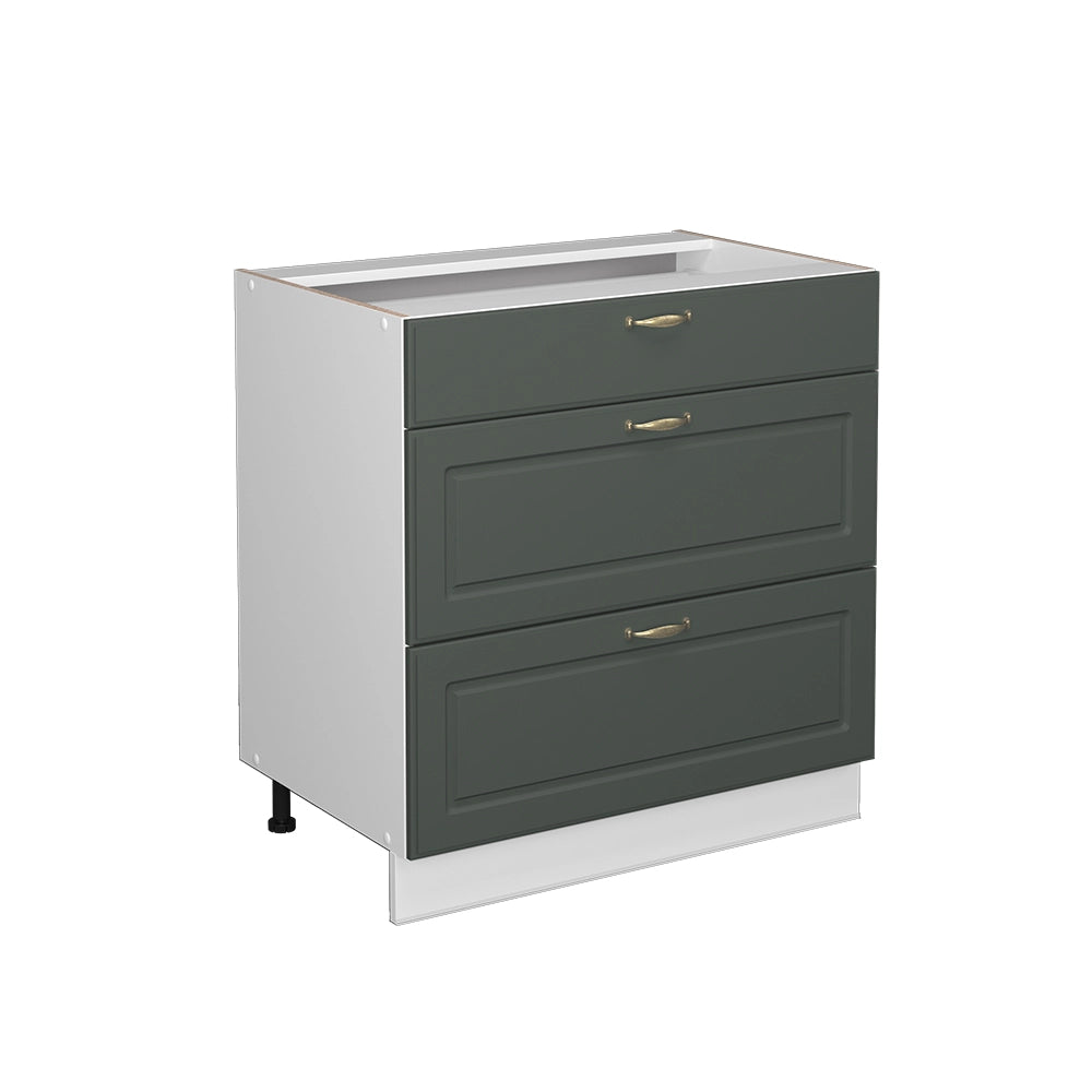 Vicco Mobiletto base per cucina Verde-oro Country House 80 cm con 3 cassetti, senza piano di lavoro