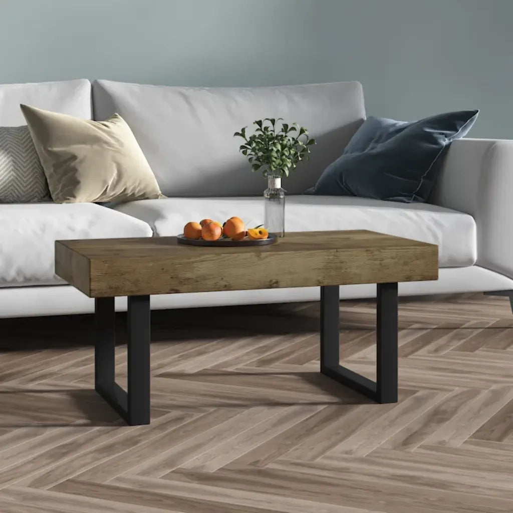 Tavolino salotto | Tavolino da caff¨¨ | Tavolino da Soggiorno Marrone Scuro e Nero 90x45x40cm in MDF e Ferro