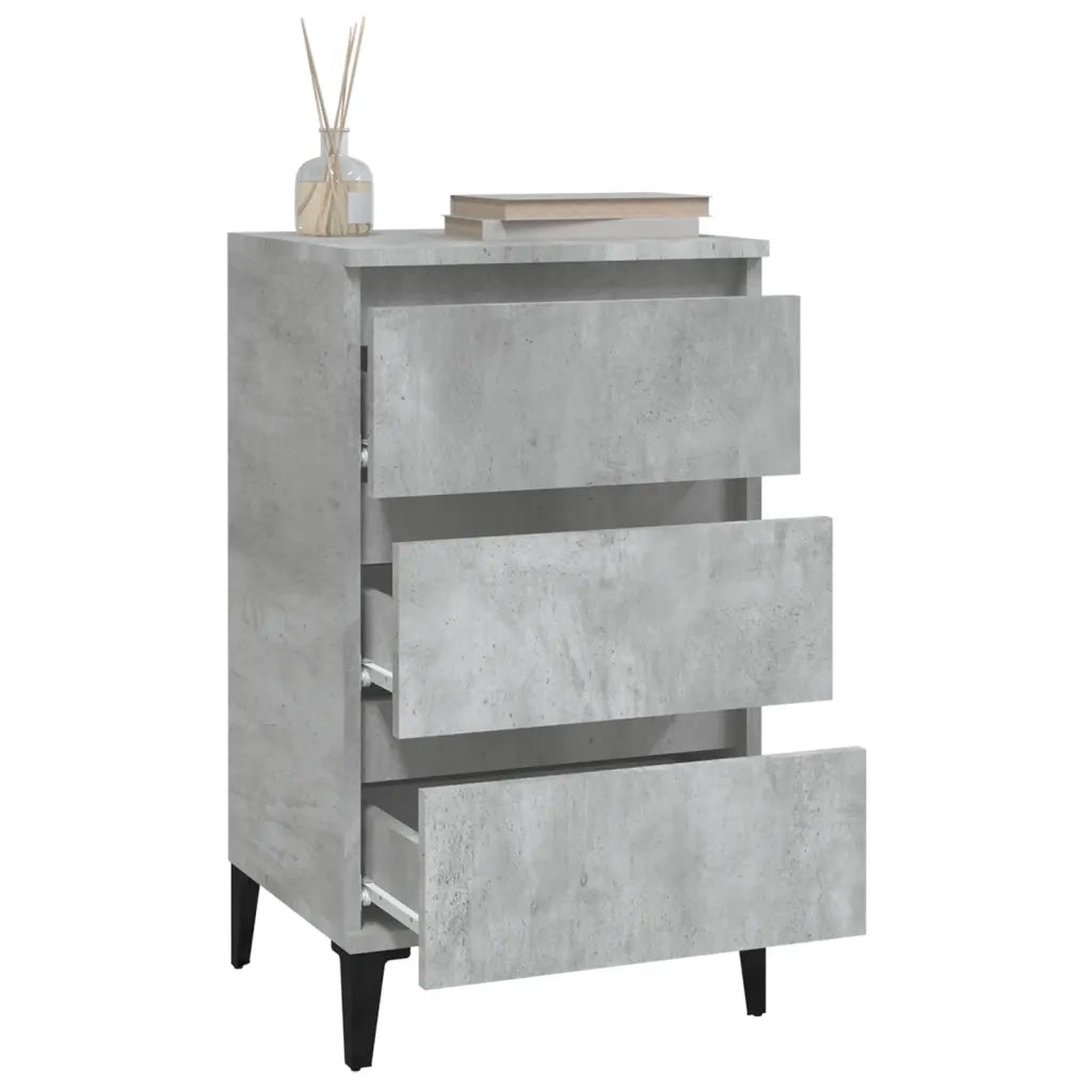 Comodino | Armadio da Notte | Mobiletto da notte Grigio Cemento 40x35x70 cm in Legno Multistrato