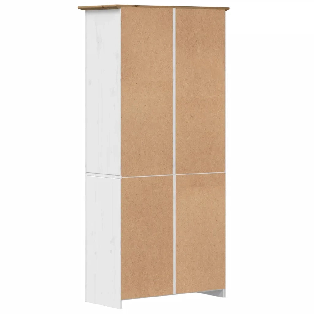Libreria-Scaffale per Libri-Mobile di Stoccaggio BODO 82x40x173 cm Legno Massello Pino Bianco e Marrone