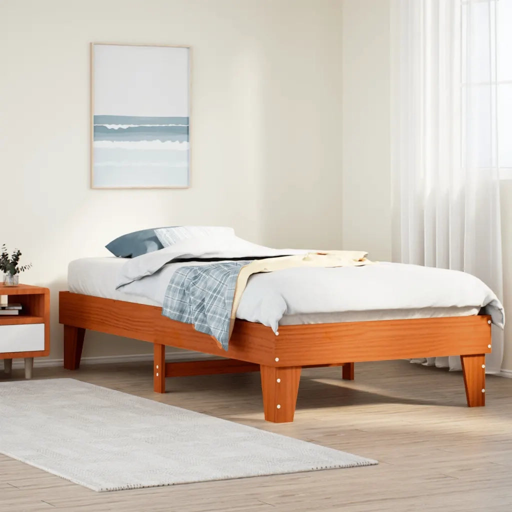 Letto singolo | Letto per adulti | Letto senza Materasso Marrone Cera 75x190 cm in Legno di Pino
