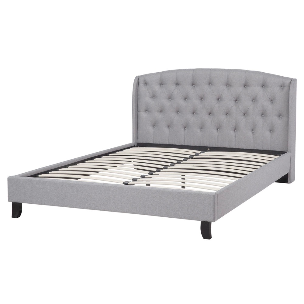 Letto a doghe Tessuto di poliestere grigio Poggiatesta trapuntato imbottito 160 x 200 cm Design moderno
