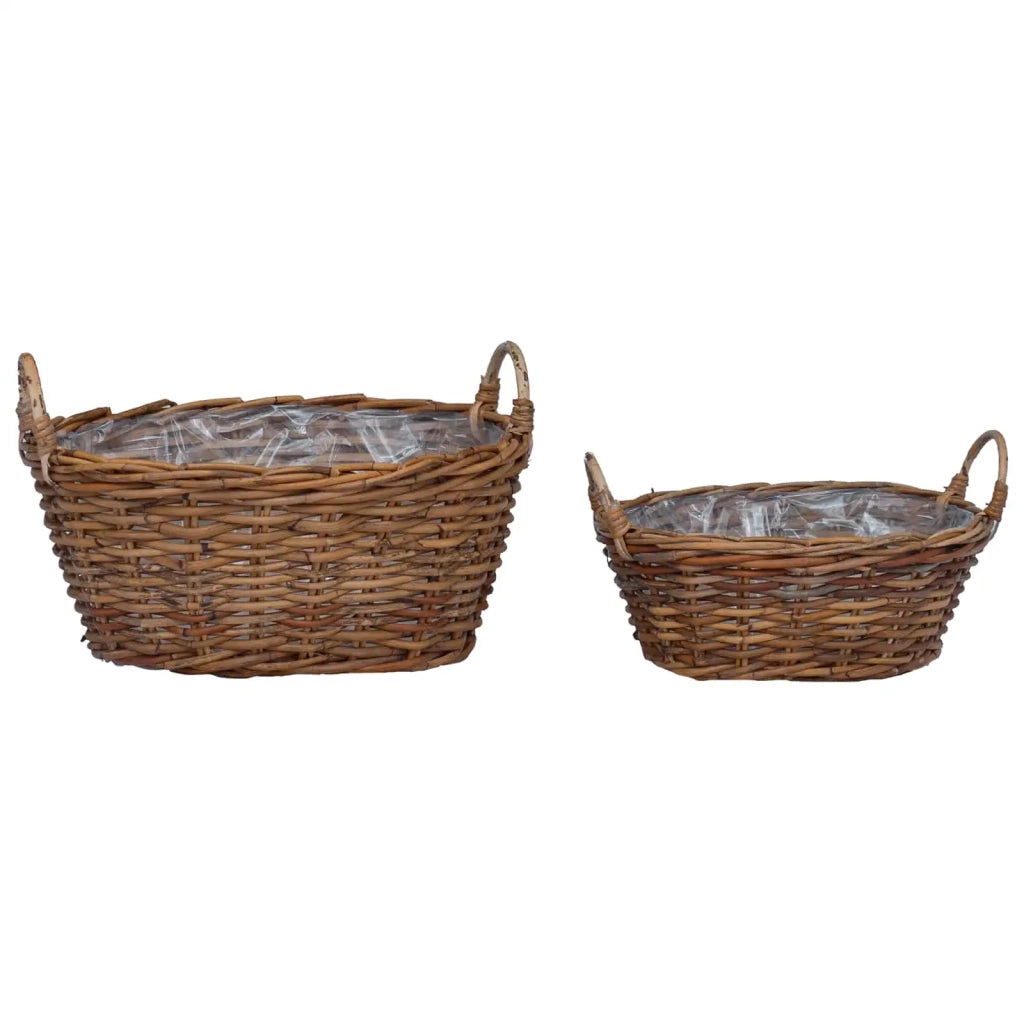 Cesto per Piante con archiviazione 2 pcs Marrone Rattan Lacak 42020964