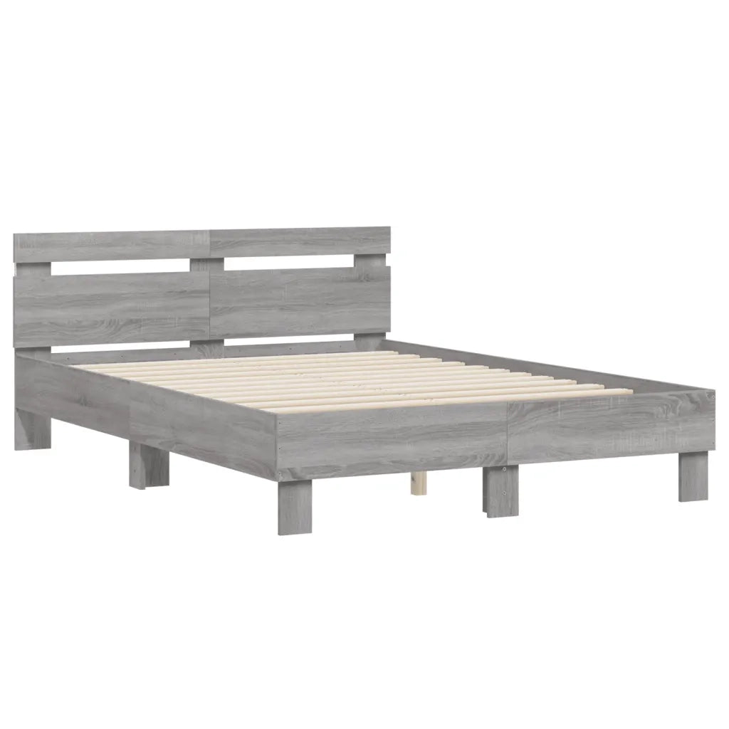 Giroletto con Testiera e LED-Struttura Letto con testiera Grigio Sonoma 135x190 cm 198567