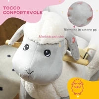 Cavallo a Dondolo per Bambini 18-36 Mesi a Forma di Pecorella con Suoni e Rivestimento Morbido, Grigio