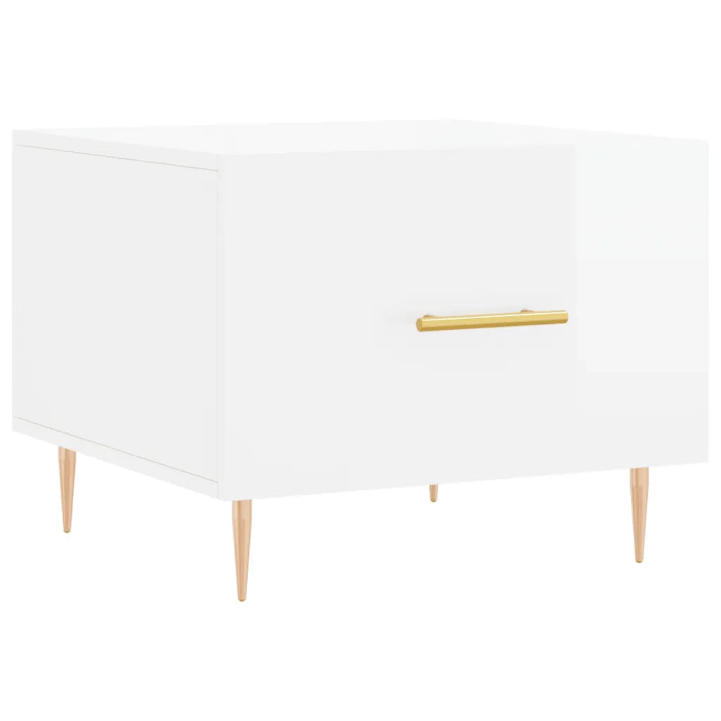 2 pz Tavolini salotto | Tavolino da caff¨¨ | Tavolino da Soggiorno Bianco Lucido 50x50x40cm Legno Multistrato