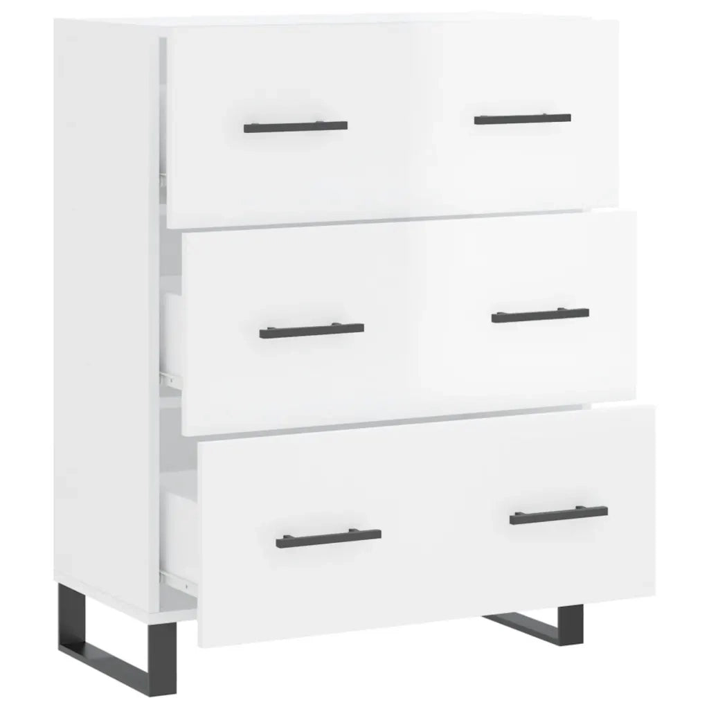 Credenza-Buffet-Armadio da cucina 69,5x34x90 cm in Legno Multistrato Bianco Lucido 640168