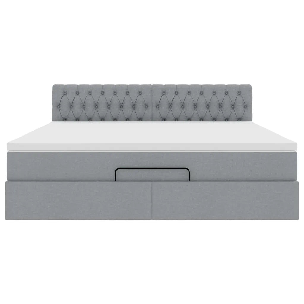 Pouf Letto con Materasso Grigio Chiaro 160x200 cm in Tessuto 3312402