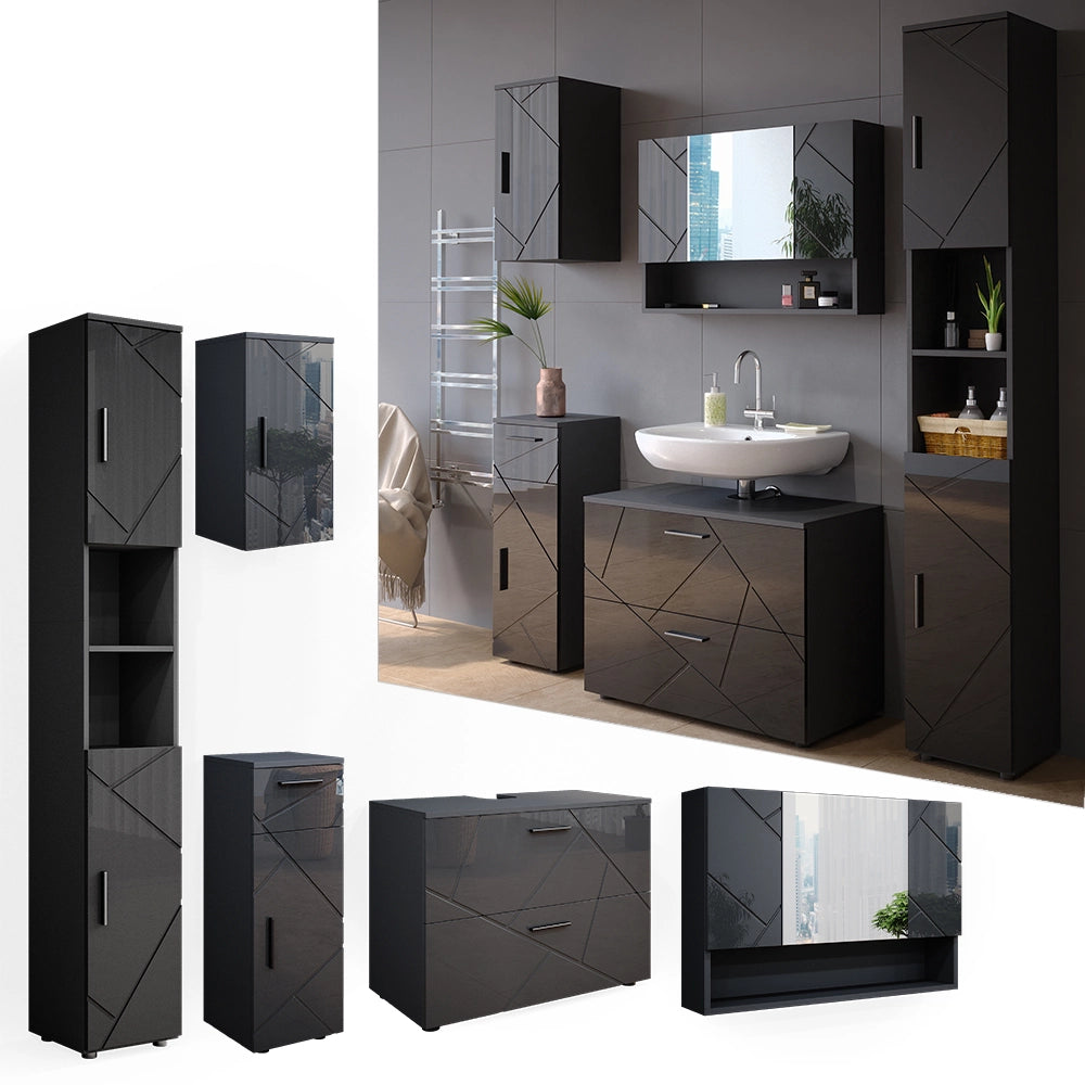 Vicco Set mobili bagno Antracite lucido 5 parti