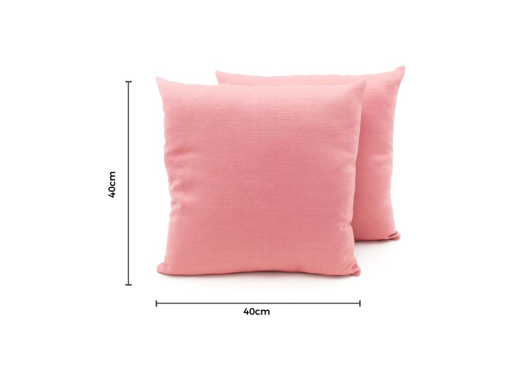 Coppia Cuscini Arredo Imbottiti Tessuto Ottoman In Tinta Unita Rosa Antico 41 - 40x40 - Rosa Antico 41