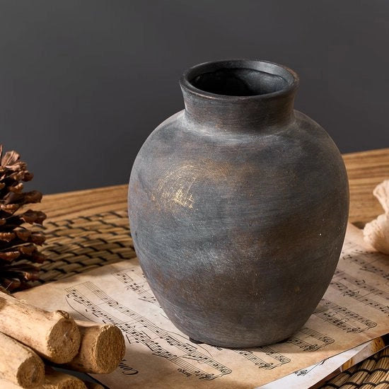 Vaso Rustico per Fiori, Vasca Ceramica 15,24 cm, Decorazione Boho per la Casa, Vaso Terracotta per Soggiorno, Tavolo, Placca, Decorazione per Camino, Decorazione per la Casetta di Campagna in Bronzo