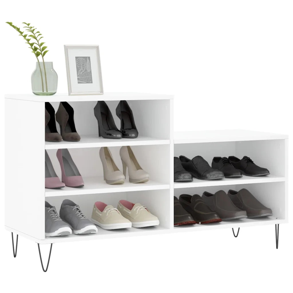 Scarpiera-Scaffale per scarpe Bianca 102x36x60 cm in Legno Multistrato 477825