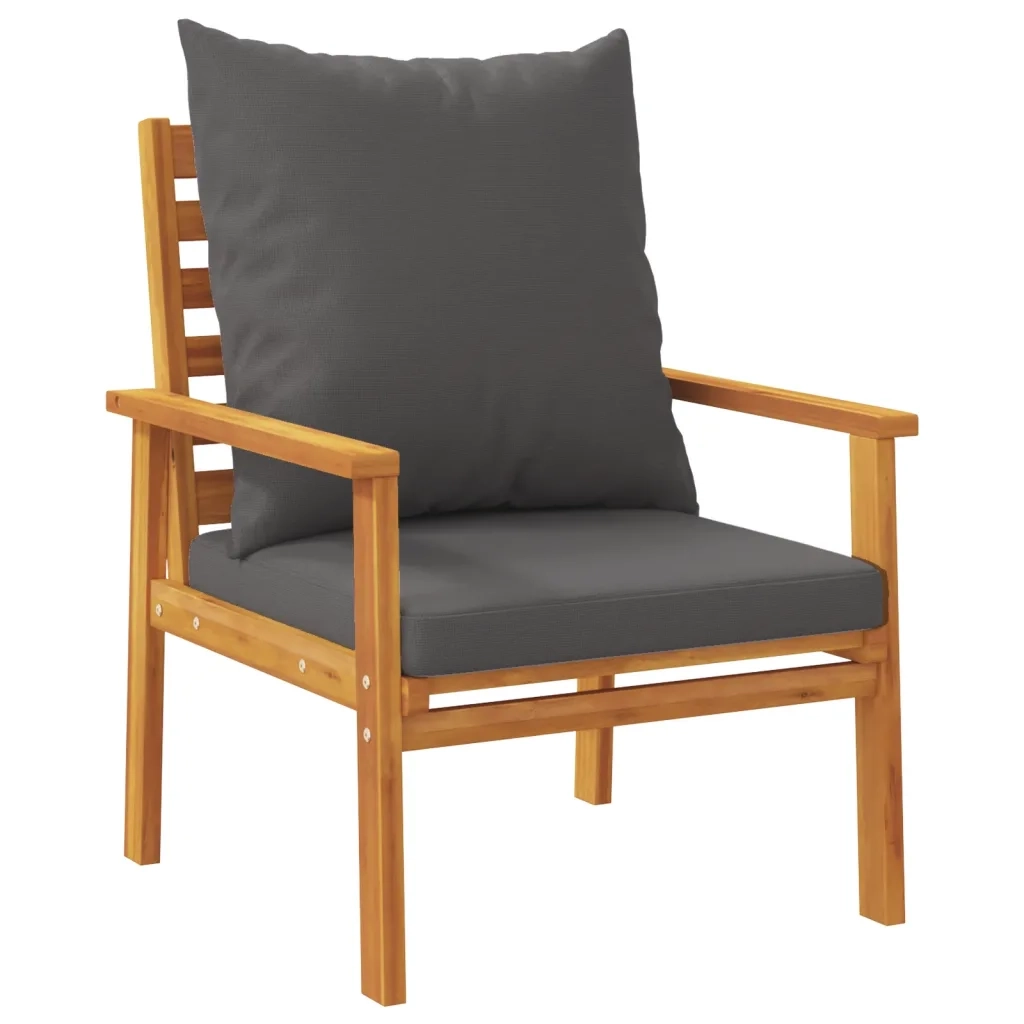 Set Salotto da Giardino 5 pz con Cuscini Legno Massello Acacia
