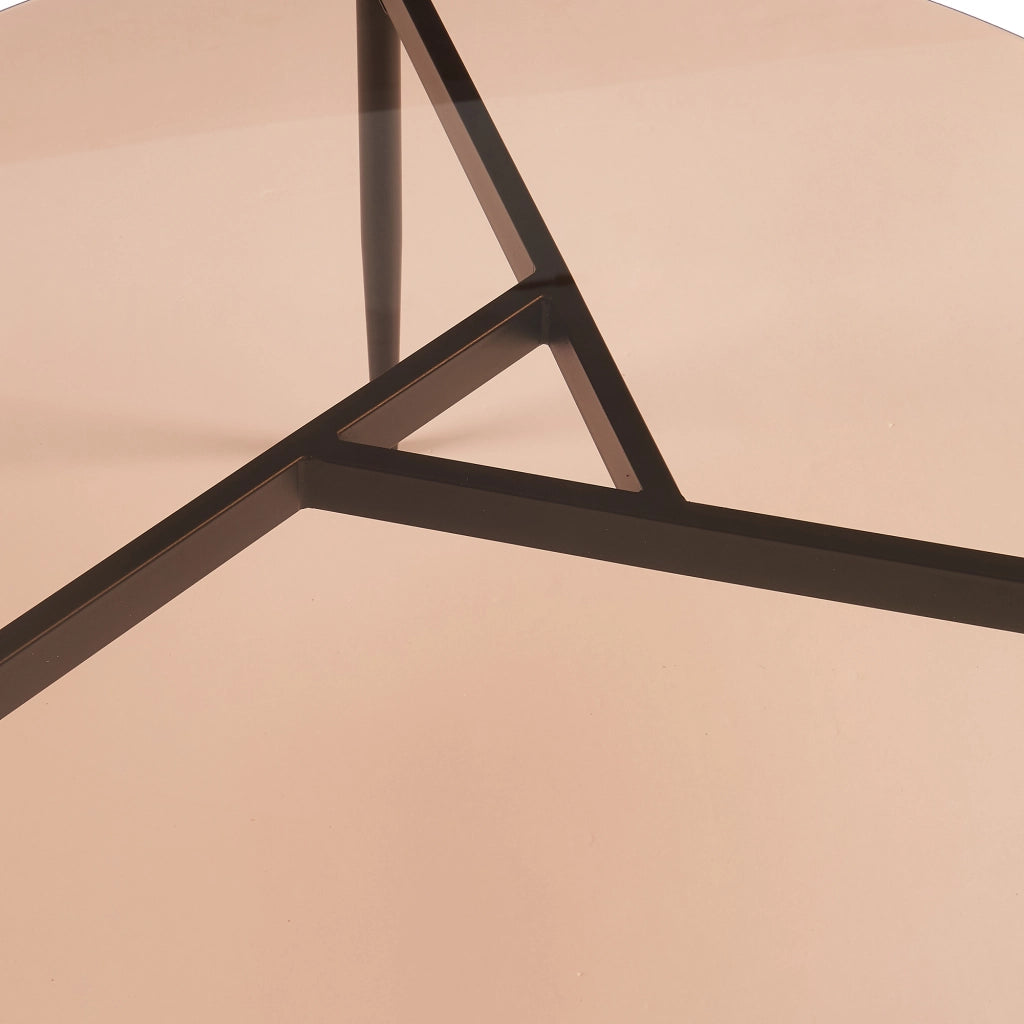 Tavolino da Salotto Ulökantaa con Piano Rotondo in Vetro Fumé - Marrone [en.casa]