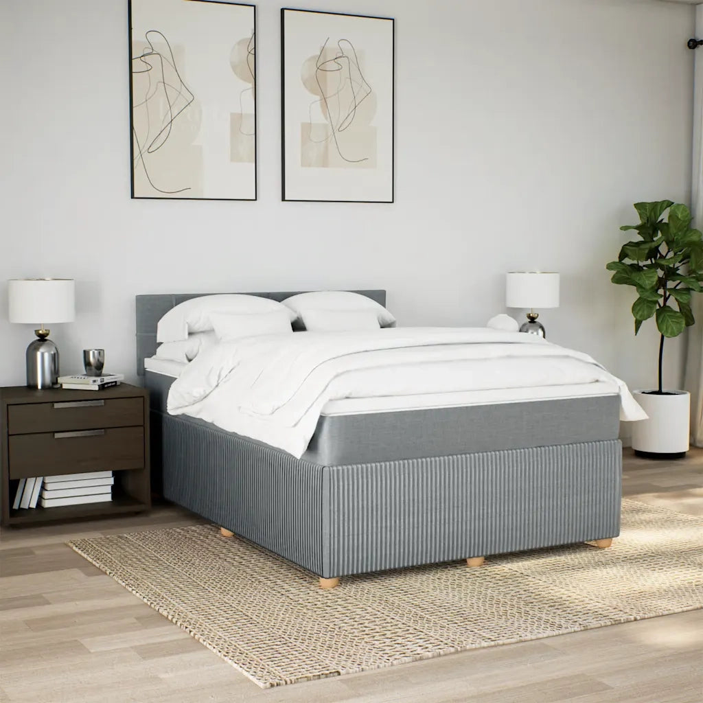 Giroletto a Molle con Materasso Grigio Chiaro 140x190cm Tessuto