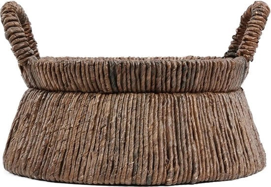 Cestino a Wicker - Contenitore di Stoccaggio - Cestino a Mano - Foglio di Banana Naturale - 42cm x 42cm x 26cm