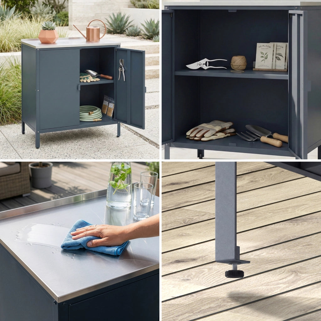 Armadietto da Giardino Bolognano 92 x 80 x 50 cm Acciaio - Grigio Scuro Opaco - casa.pro