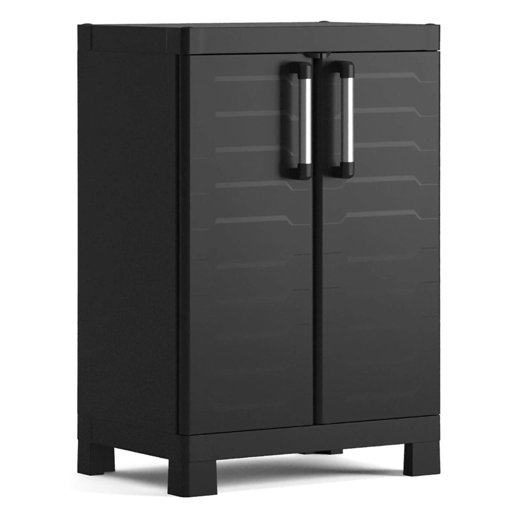 Armadio da esterno Terrebonne, Mobile outdoor, Mobiletto giardino multiuso, Contenitore per balcone o garage, Made in Italy, 65x45 h97 cm, Nero