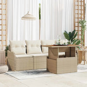 Set Divano da Giardino 5 pcs Beige e Crema polyrattan